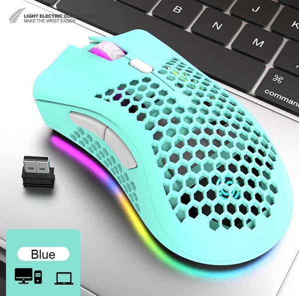 

mice eastvita 2.4ghz wireless mouse usb rechargeable 1600dpi adjustable hollow out honeycomb rgb optical gamer