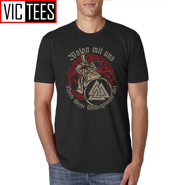 

men's causual t shirts men wotan mit uns viking north style male tshirt tee team clothes vintage printed 3xl male