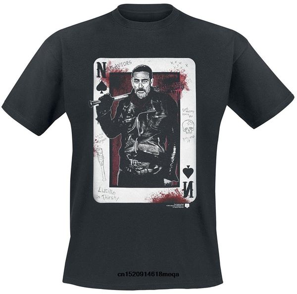 

t shirt fashion men's t-shirt men summer t-shirt the walking dead negan playing card t-shirt black