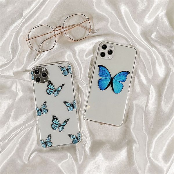 

butterfly printing phone case for iphone 11 pro max 7plus 8 8plus xr xs max fashion transparent clear soft cover