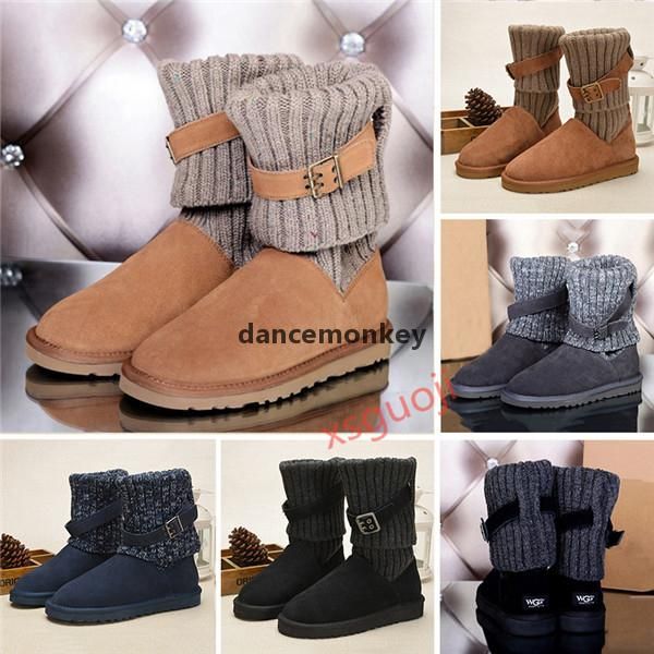 

tasche 2020 hococal свитер до колен сапоги ботильоны австралии классический марка женщин девушка вязание шерсть tie черный серый синий зимни, Black