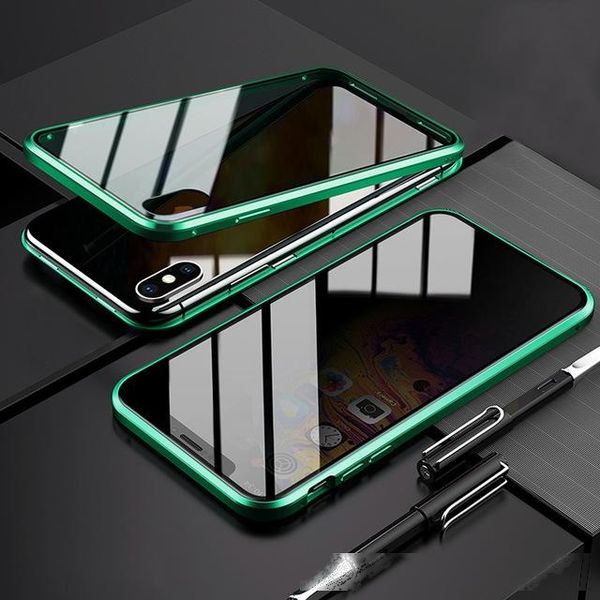 

anti-peep magnetic phone case protective case with double sides tempered glass screen protect film ijs998