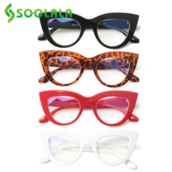 

sunglasses soolala 4 pairs mixed colors anti blue light cat eye reading glasses women cateye presbyopic for sight 1.0 2.0 to 4.0, White;black