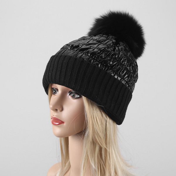 

2020 md женская зимнего прогрев pure вязаной шапочки волосатой hat, Blue;gray