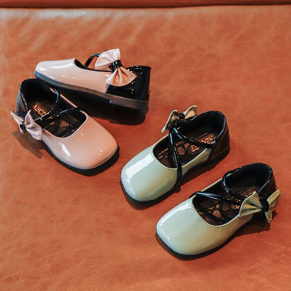 

fashion girls leather shoes candy color baby girls princess shoes for wedding party patent leather sz265, Black;grey