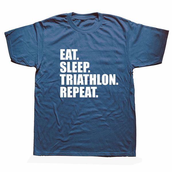 

eat sleep triathlon repeat swim bike run t-shirt mens short sleeves oversized streetwear hip hop printed t shirts tees