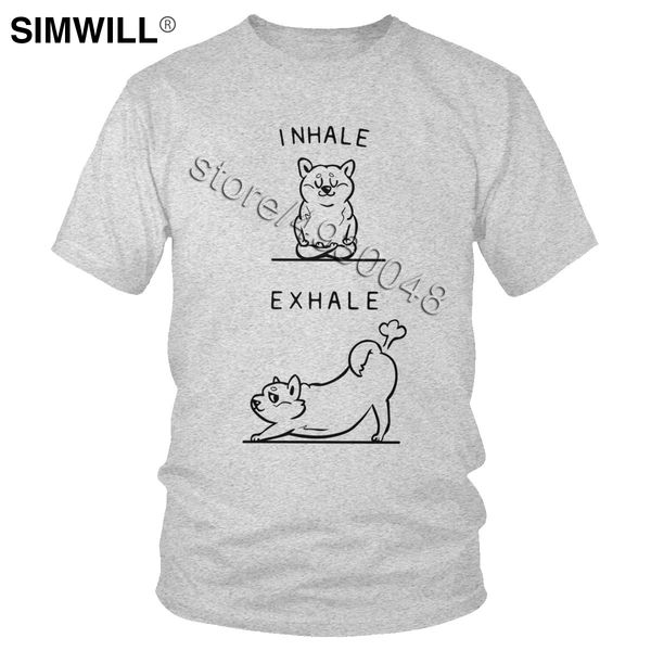 

men funny inhale exhale shiba inu t-shirt crazy japan dog t shirt short sleeves cotton breathable tshirt brand fans clothing tee