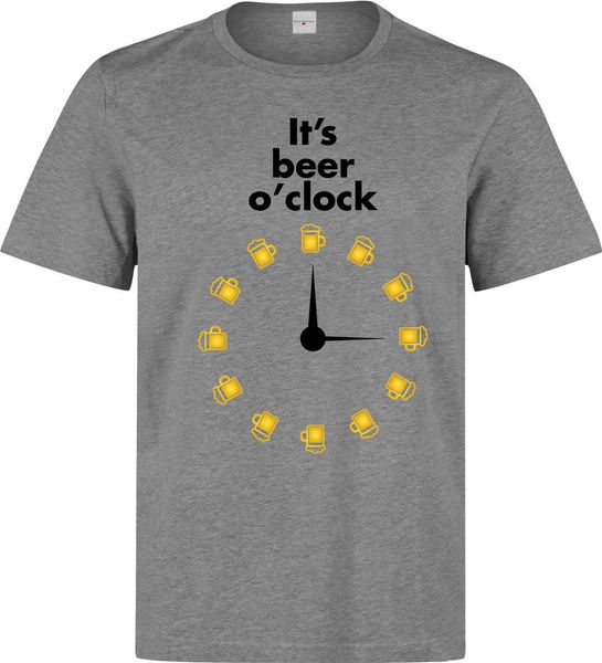 

2019 new summer men fashion it's beer o'clock clock styled funny slogan men (woman's available) grey t shirt tee shirt