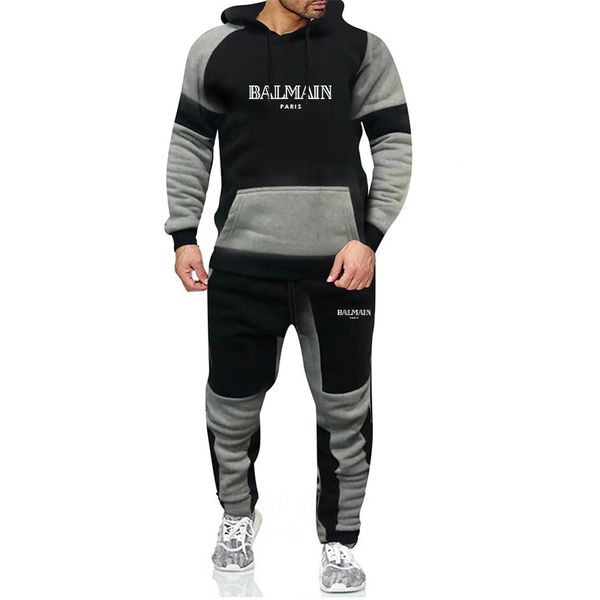 

новая мода мужчины s одежда толстовка + брюки наборы 2020 новый дизайнер tracksuit повседневный толстовка спортивная мужская пот рубашки зим, Gray