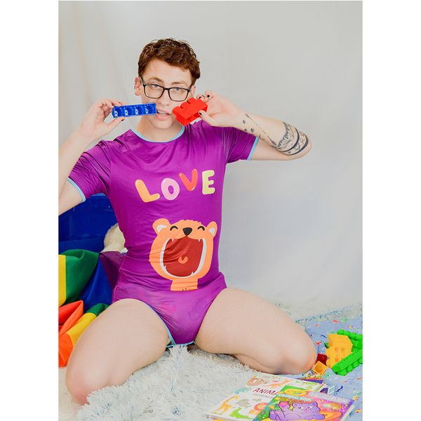 

abdl baby size onesie pajamas dummy dom snap crotch baby onesie jumpsuit ddlg girl romper cotton