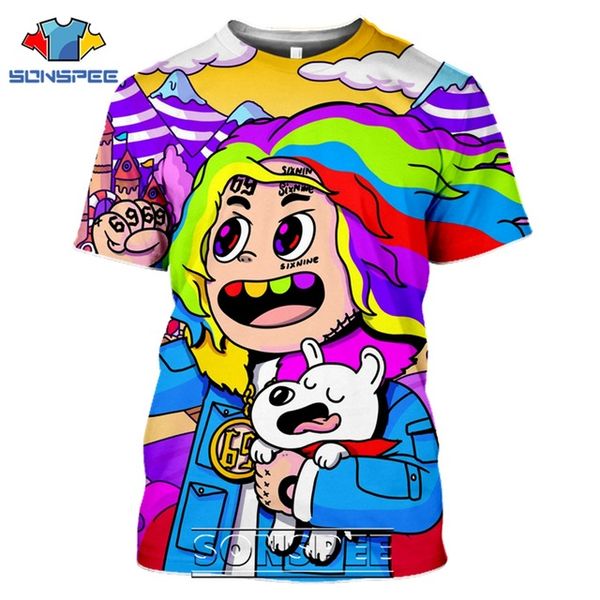 

6ix9ine cartoon rapper 3d print shirts anime comics horror men clothing