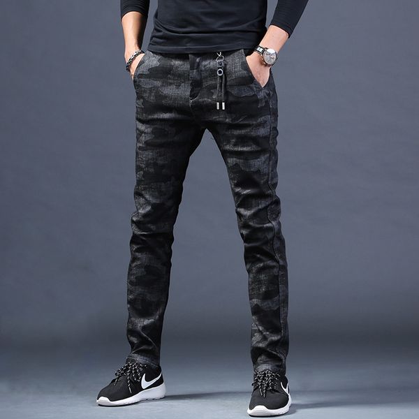 

men fleece jeans winter camouflage pants black jeans men fashion warm slim fit stretch jean, Blue
