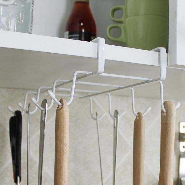

kitchen storage rack cupboard hanging coffee cup organizer closet clothes shelf hanger wardrobe glass mug holder with 8 hooks t200506