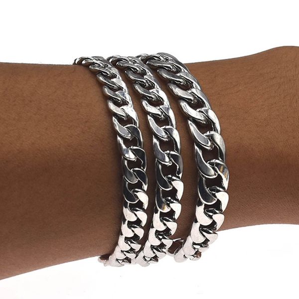 

mens bracelet gifts male cuban link chain on hand men accessories man's chain couple bracelets jewellery, Black