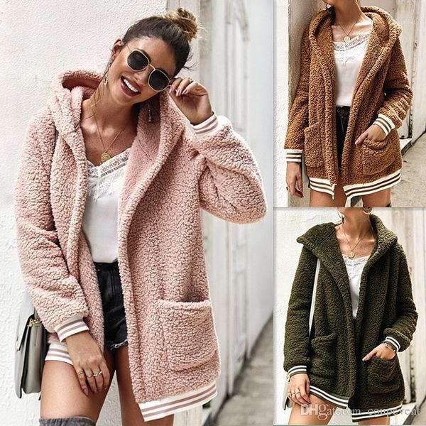 

hooded long sleeved coats women autumn pockets designer jacket solid, Black;brown
