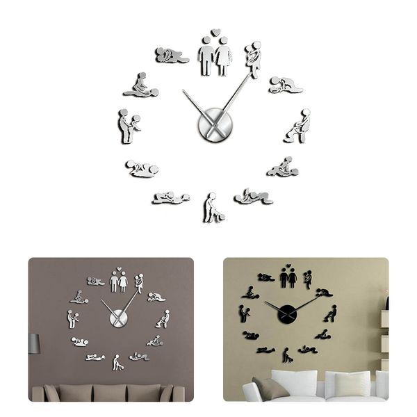 

big wall clock rushed mirror wall sticker diy living room home decor fashion watches quartz large clocks