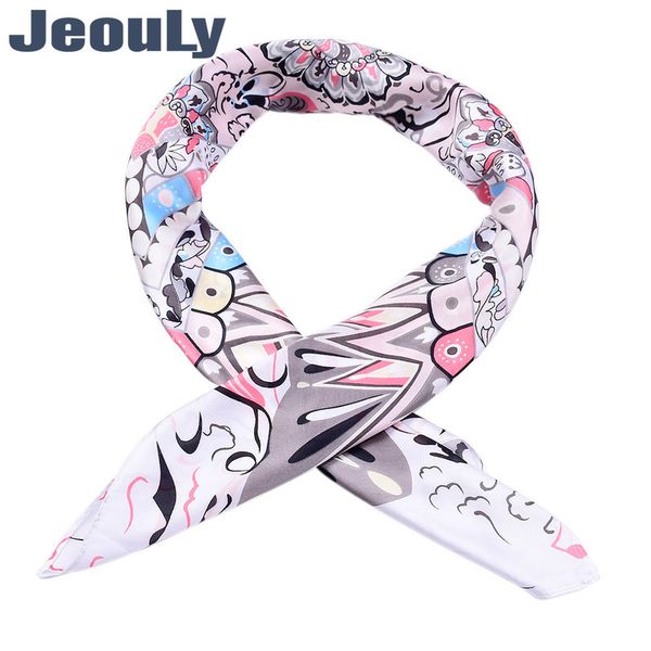 

the new 2020 ms emulation silk small squares bohemia flower printed scarf new silk scarf 70 cm, Blue;gray