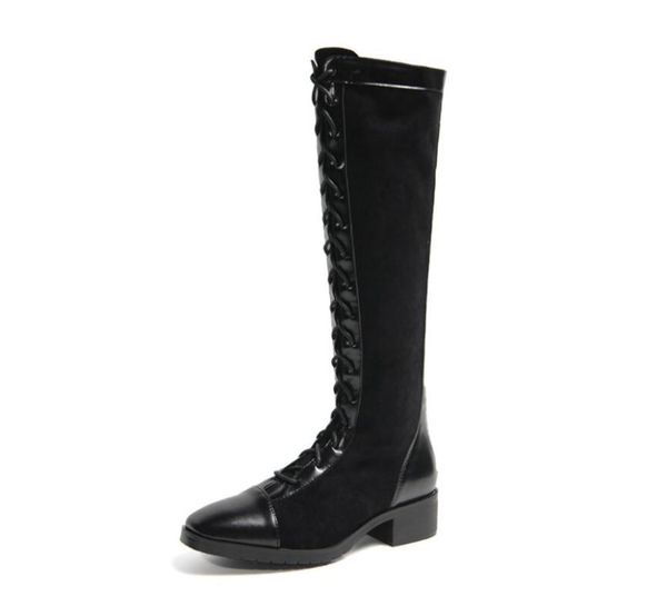 

boots winter thick heel knee female locomotive high with platform, Black