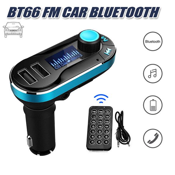 

bt66 bluetooth fm transmitter hands fm radio adapter receiver car kit dual usb car charger support sd card usb flash for iphone343