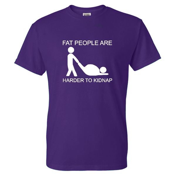 

2020 fashion pattern t-shirt fat people are harder to kidnap solid color printed cotton tshirt men women hip hop streetwear