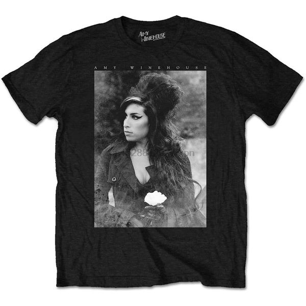 

amy winehouse men's flower portrait t-shirt black