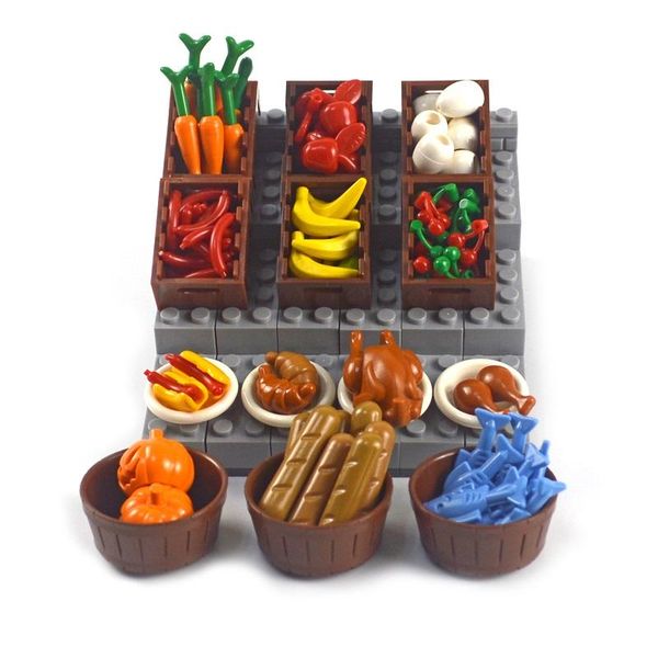 

пищевой diy строительных блоков chicken тыква рыба фрукты яйцо хотдог пот игрушка moc часть город аксессуары кирпичи совместимое все марка b