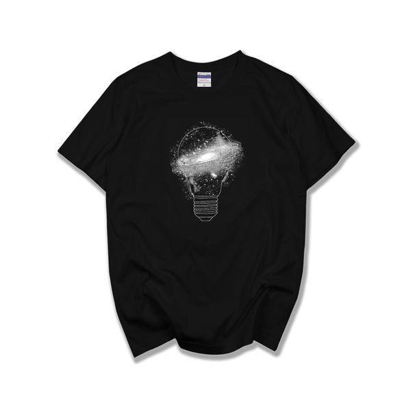 

light bulb universi short sleeve t shirt t-shirts space travelling 100% cotton