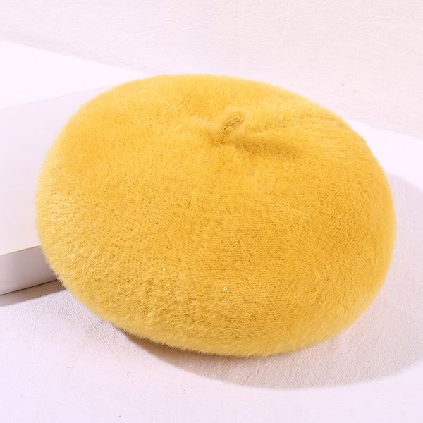 

beanies hat women's autumn and winter warm solid color wool beret british retro fashion cute casual korean-style painter cap