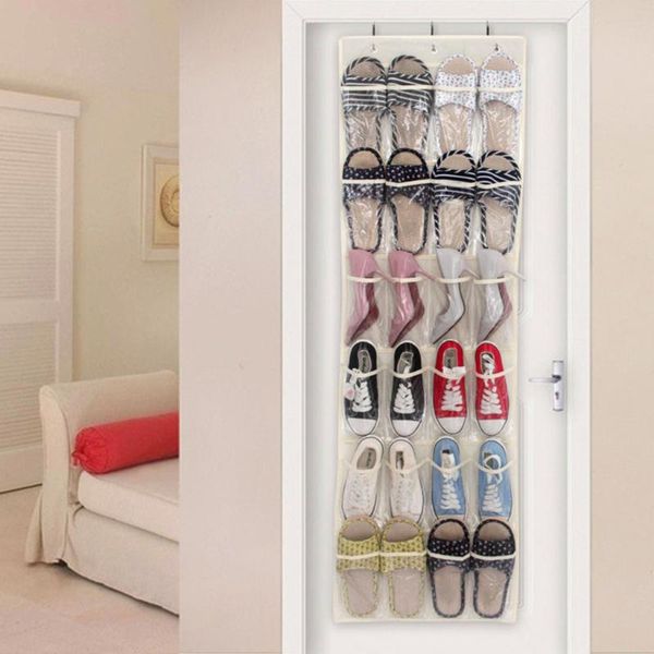 

back door shoe storage bag wall-mounted non-woven shoes transparent travel