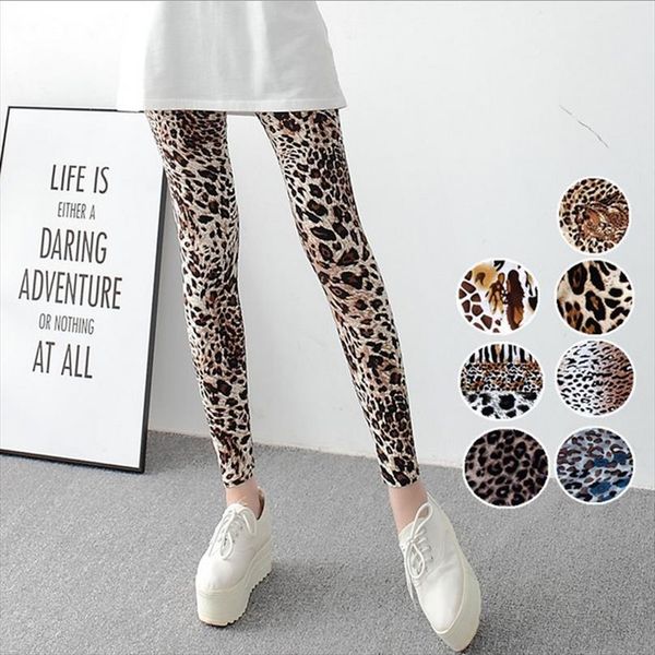 

leopard leggings women animal print leggings casual soft stretchy attractive spring summer leggins fitness slim pants, Black