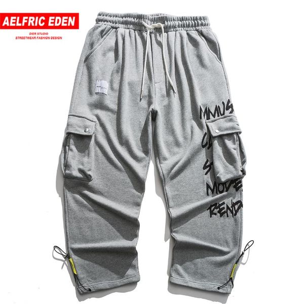

aelfric eden patchwork pockets graffiti pant man hip hop streetwear men trousers cotton harajuku oversize jogger pants men black