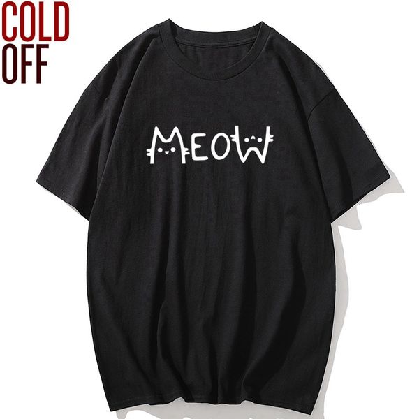 

cold off 100% cotton meow cat print men t shirt casual short sleeve loose cool tshirt summer t-shirt men tee shirt