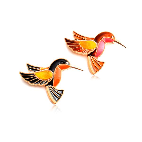 

vintage jewelry brooches for women colorful enamel pins metal birds cute broach bird hummingbird badge accessories, Gray