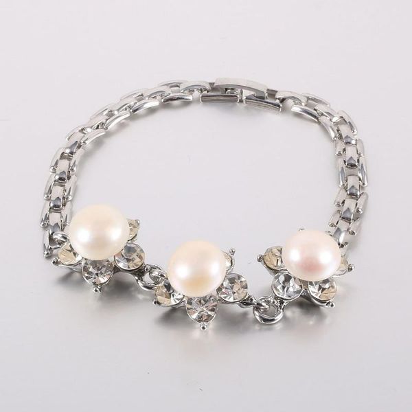 

natural freshwater pearl bracelets bangles for women 10-11mm pearls bracelet jewelry stainless steel chain bracelet wholesale, Golden;silver