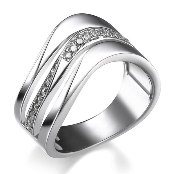 

wedding rings luxury wave for women fashion cubic zirconia engagement bridal jewelry gifts lady girls bijoux, Slivery;golden