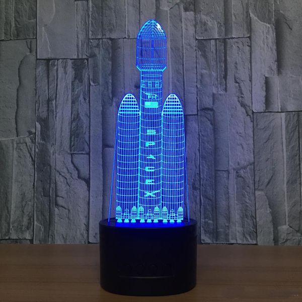 

горячая продажа космический корабль 3d illusion светодиодные лампы night light 7 rgb свет dc 5v питание от порта usb пятой батареи dropshipp
