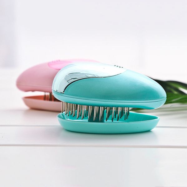 

hair brushes portable electric ionic hairbrush mini ion vibration brush comb head massager smr88, Silver