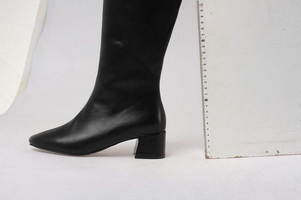 

2021 new winter style knee high boots genuine leather women boots warm motorcycle snow cowhide women shoes, Black