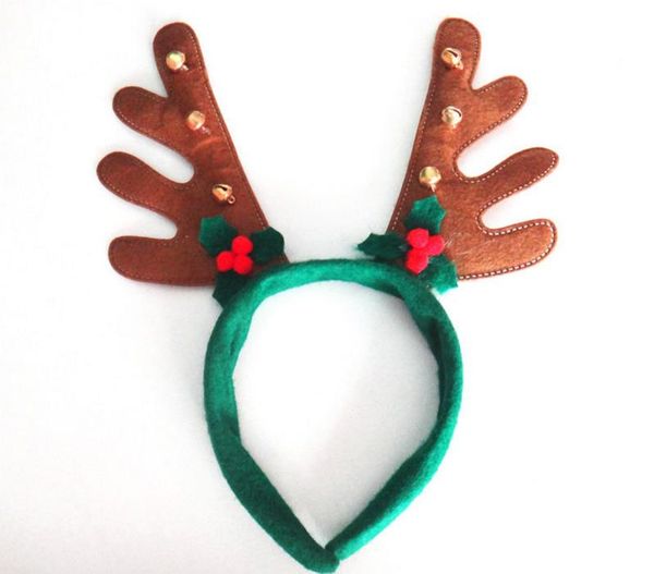 

party hats boys girls christmas decoration hairband supplies reindeer antler santa hat hoop green red brown color