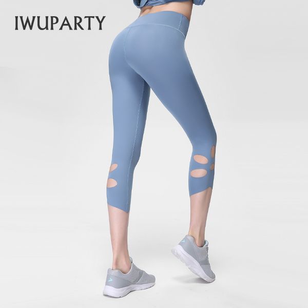 

iwuparty big hole yoga pants workout running scrunch leggings cropped sport trousers jogging women fitness gym clothing tights, White;red