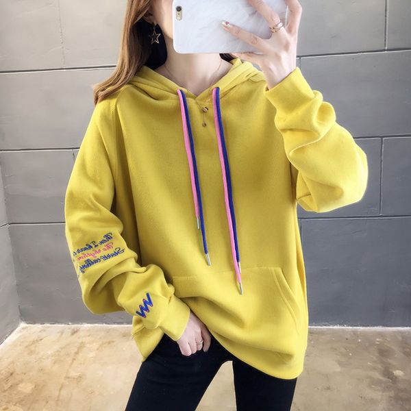 

2020 autumn new super popular cec hooded loose korean style sweater women's pocket sweater fashionable women's yxnsy, Black