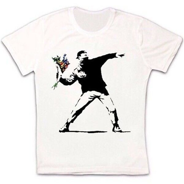 

banksy flower thrower hipster men women cool gift retro t shirt 2474 loose size ajax funny tee shirt