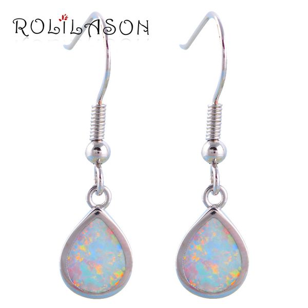 

dangle & chandelier rolilason stylish water drop design blue fire opal 925 silver earrings for women party fashion jewelry oe611