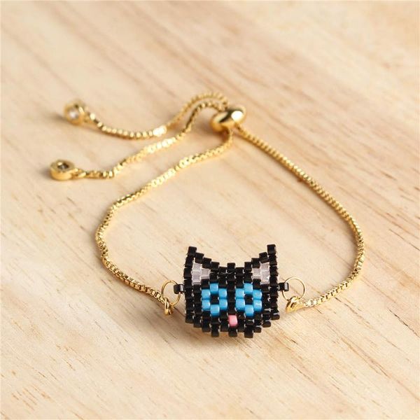 

shinus 5pcs/lot miyuki beads bracelet women black cat bracelet miyuki joyeria animal pulseras mujer 2020 child girl jewelry, Golden;silver