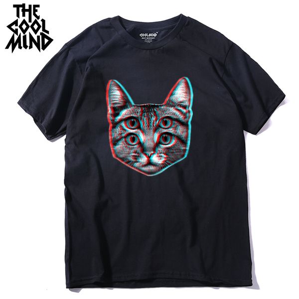 

coolmind qi0410a 100% cotton funny short sleeve men t shirt casual cat cool mens tshirt male fashion t-shirt tee shirts