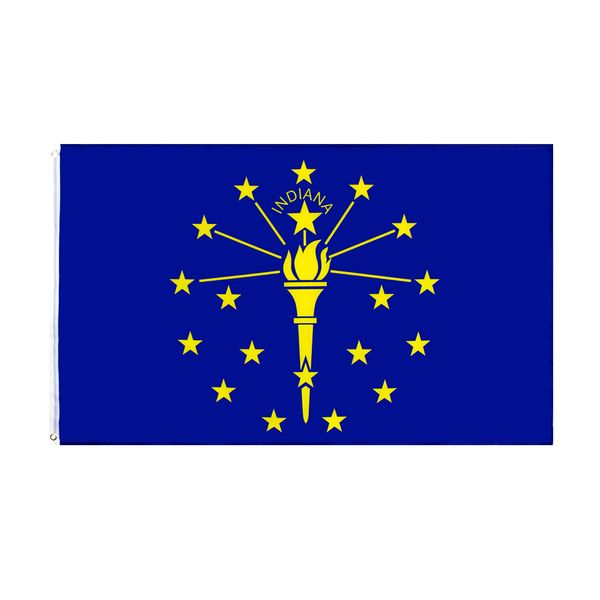 Indiana Bayrağı Doğrudan Fabrika Toptan 3x5fts 90x150cm ABD Eyalet Banner Asılı Dekorasyon için Karışık Sipariş