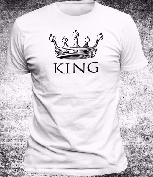 

new 2019 fashion male short sleeve pattern o-neck hipster t-shirt king and queen, liebe 902 cotton t shirt