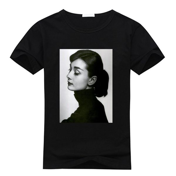 

2019 summer tee shirt youcshi men's short sleeve cotton t shirt audrey hepburn x-large black cotton t-shirt