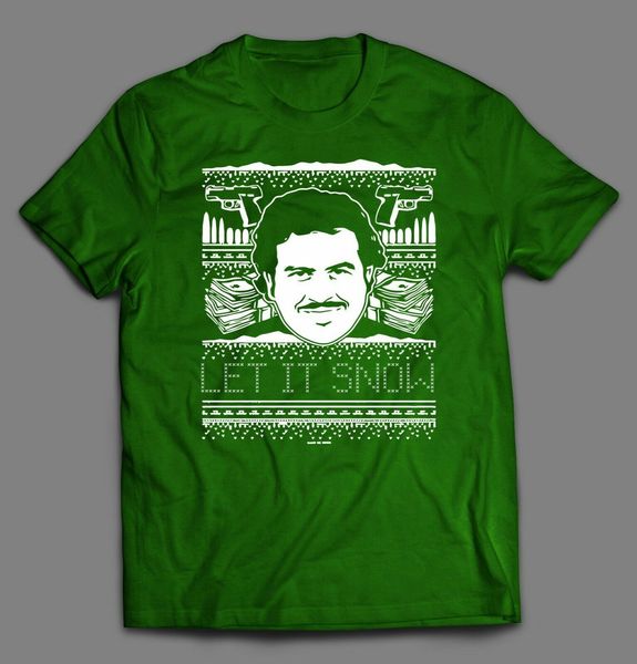 

pablo escobar let it snow christmas full front print t-shirt* many colors