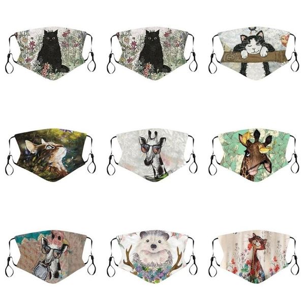 

cats hedgehog mascherine flower breathable mouth face masks fashion reusable dustproof respirator washable cotton cloth ladies kids 5jy c2